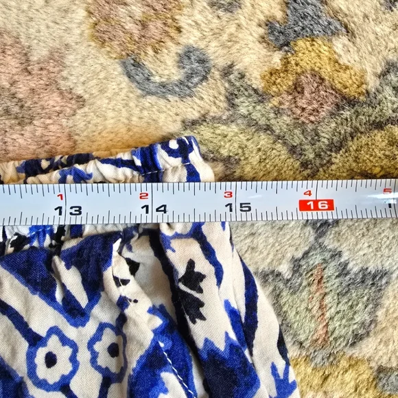 Haute Hippie Blue And White Mosiac Palazzo Wide-Leg Pants Women's L - Picture 8 of 10